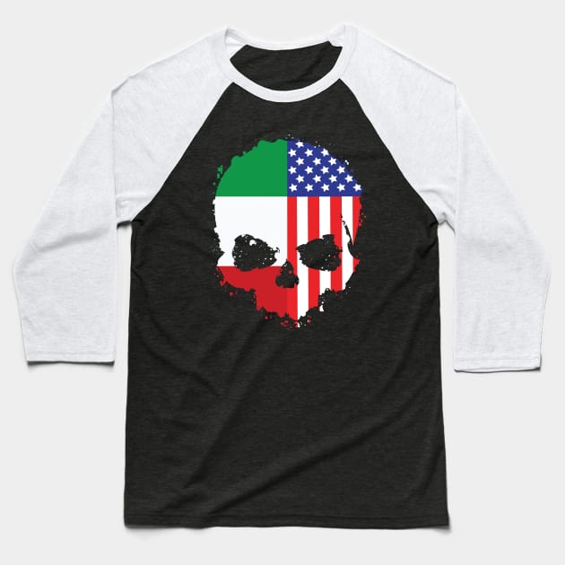 Italian American Pride Skull Baseball T-Shirt by Rosemarie Guieb Designs